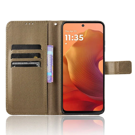 For Motorola Moto G15 4G / G15 Power 4G Case PU Leather Diamond Texture Wallet Phone Cover