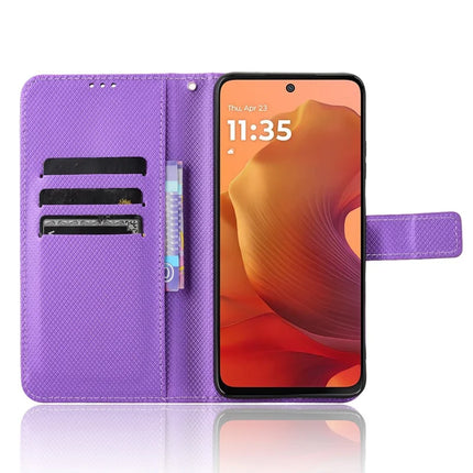For Motorola Moto G15 4G / G15 Power 4G Case PU Leather Diamond Texture Wallet Phone Cover