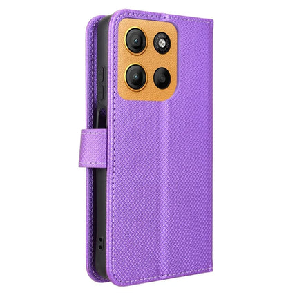 For Motorola Moto G15 4G / G15 Power 4G Case PU Leather Diamond Texture Wallet Phone Cover