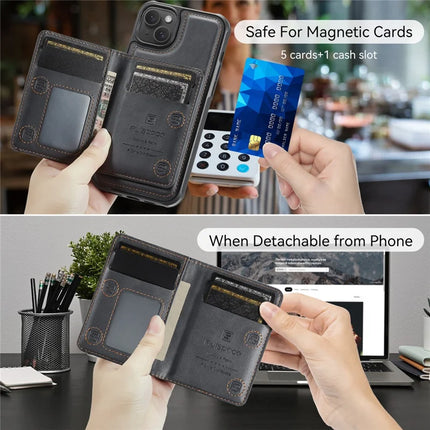 For iPhone 13 6.1 inch Case AUTSPACE A13 Vintage Leather Back Cover with Magnetic Detachable Card Bag