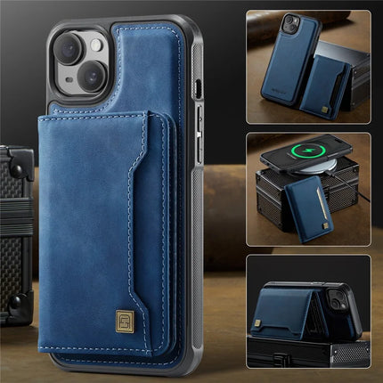 For iPhone 13 6.1 inch Case AUTSPACE A13 Vintage Leather Back Cover with Magnetic Detachable Card Bag