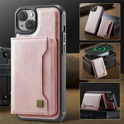 For iPhone 13 6.1 inch Case AUTSPACE A13 Vintage Leather Back Cover with Magnetic Detachable Card Bag