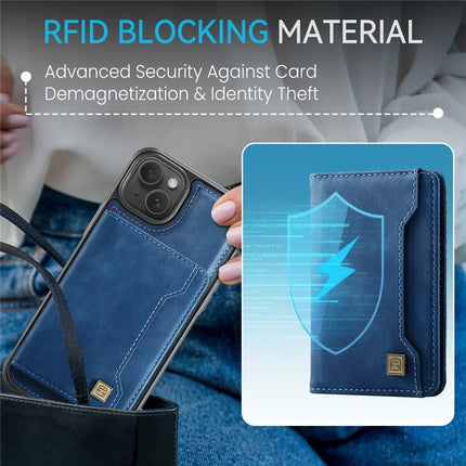 For iPhone 14 Case AUTSPACE A13 Vintage Leather Back Cover with Magnetic Detachable Card Bag
