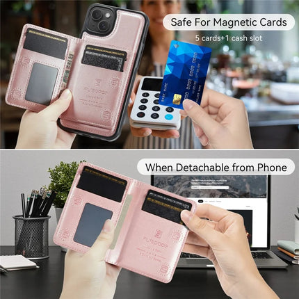 For iPhone 14 Case AUTSPACE A13 Vintage Leather Back Cover with Magnetic Detachable Card Bag