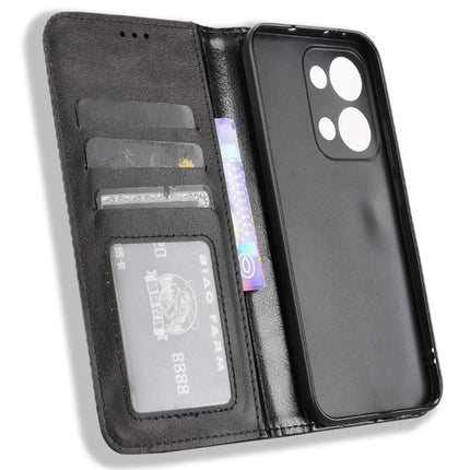 For Oppo Reno13 5G (Global) Leather Case Wallet Stand Retro Texture Phone Cover