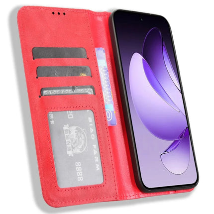 For Oppo Reno13 5G (Global) Leather Case Wallet Stand Retro Texture Phone Cover