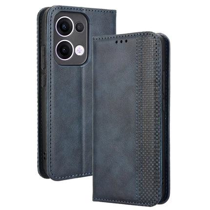 For Oppo Reno13 5G (Global) Leather Case Wallet Stand Retro Texture Phone Cover - Blue