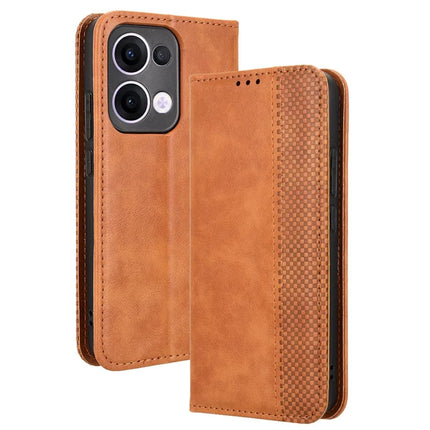 For Oppo Reno13 5G (Global) Leather Case Wallet Stand Retro Texture Phone Cover - Brown