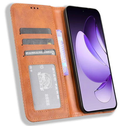 For Oppo Reno13 5G (Global) Leather Case Wallet Stand Retro Texture Phone Cover