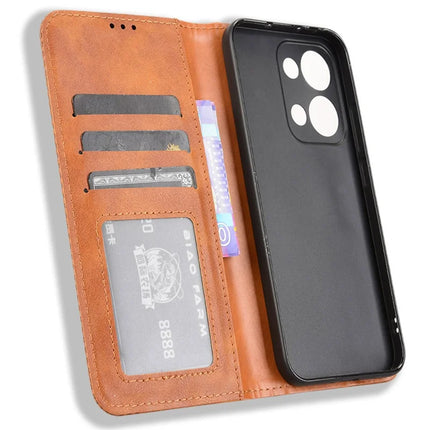 For Oppo Reno13 5G (Global) Leather Case Wallet Stand Retro Texture Phone Cover