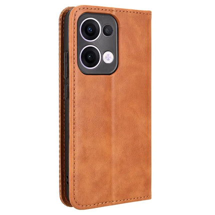 For Oppo Reno13 5G (Global) Leather Case Wallet Stand Retro Texture Phone Cover