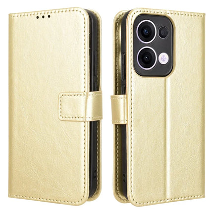 For Oppo Reno13 5G (Global) Case Crazy Horse Texture PU Leather Phone Wallet Cover - Gold