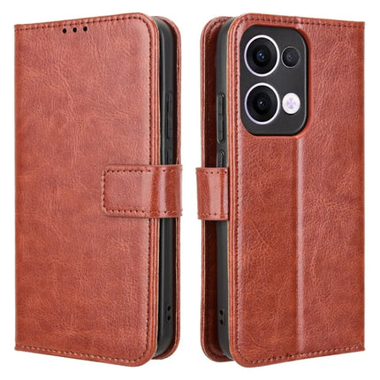 For Oppo Reno13 5G (Global) Case Crazy Horse Texture PU Leather Phone Wallet Cover - Brown