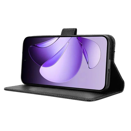 For Oppo Reno13 5G (Global) Case PU Leather Diamond Texture Wallet Phone Cover