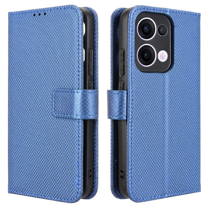 For Oppo Reno13 5G (Global) Case PU Leather Diamond Texture Wallet Phone Cover - Blue