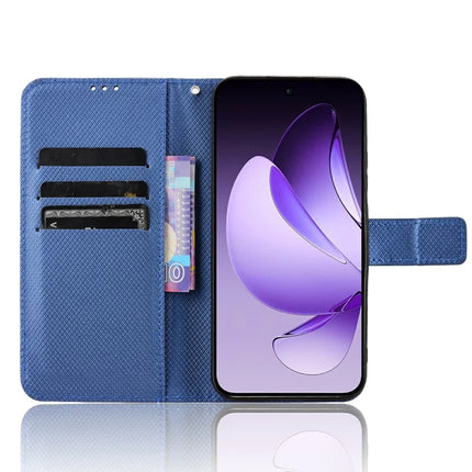 For Oppo Reno13 5G (Global) Case PU Leather Diamond Texture Wallet Phone Cover