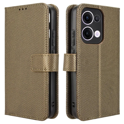 For Oppo Reno13 5G (Global) Case PU Leather Diamond Texture Wallet Phone Cover - Brown