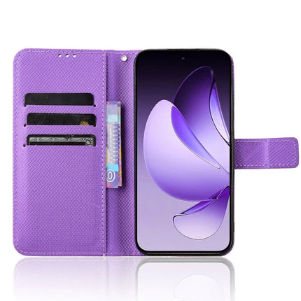 For Oppo Reno13 5G (Global) Case PU Leather Diamond Texture Wallet Phone Cover