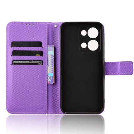 For Oppo Reno13 5G (Global) Case PU Leather Diamond Texture Wallet Phone Cover