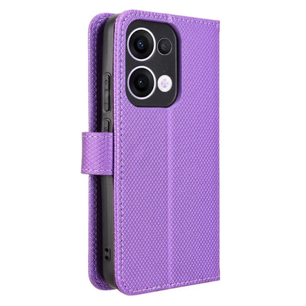For Oppo Reno13 5G (Global) Case PU Leather Diamond Texture Wallet Phone Cover