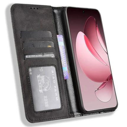 For Oppo Reno13 Pro 5G Leather Case Wallet Stand Retro Texture Phone Cover