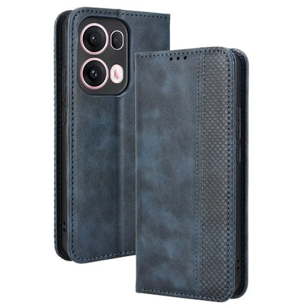 For Oppo Reno13 Pro 5G Leather Case Wallet Stand Retro Texture Phone Cover - Blue