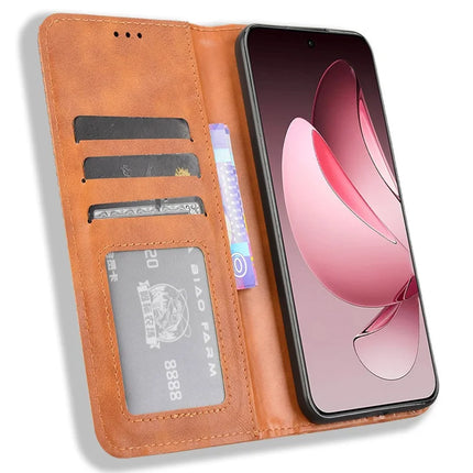 For Oppo Reno13 Pro 5G Leather Case Wallet Stand Retro Texture Phone Cover