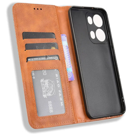 For Oppo Reno13 Pro 5G Leather Case Wallet Stand Retro Texture Phone Cover