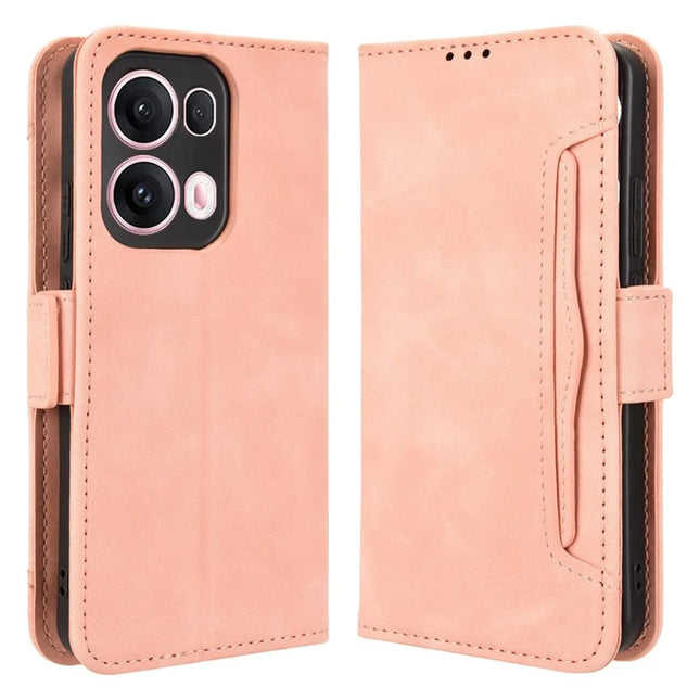 For Oppo Reno13 Pro 5G Leather Case Phone Wallet Cover with Multiple Card Slots - Pink