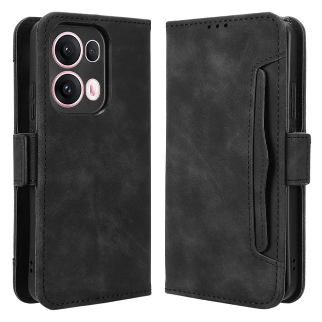 For Oppo Reno13 Pro 5G Leather Case Phone Wallet Cover with Multiple Card Slots - Black