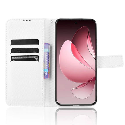 For Oppo Reno13 Pro 5G Case PU Leather Diamond Texture Wallet Phone Cover