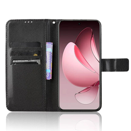 For Oppo Reno13 Pro 5G Case PU Leather Diamond Texture Wallet Phone Cover