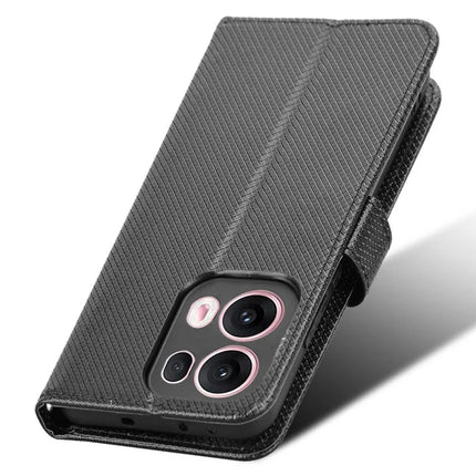 For Oppo Reno13 Pro 5G Case PU Leather Diamond Texture Wallet Phone Cover