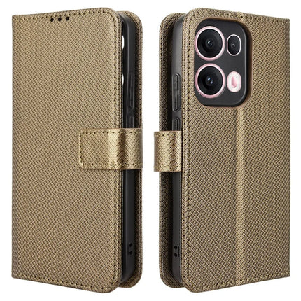 For Oppo Reno13 Pro 5G Case PU Leather Diamond Texture Wallet Phone Cover - Brown