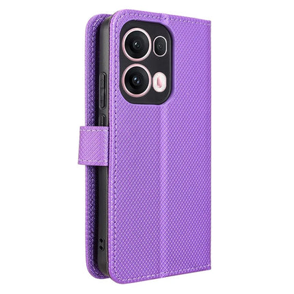 For Oppo Reno13 Pro 5G Case PU Leather Diamond Texture Wallet Phone Cover
