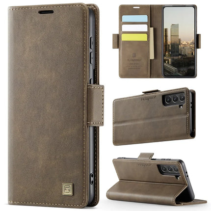 For Samsung Galaxy S21 5G Case AUTSPACE A11 RFID Blocking Retro Leather Cell Phone Wallet Cover