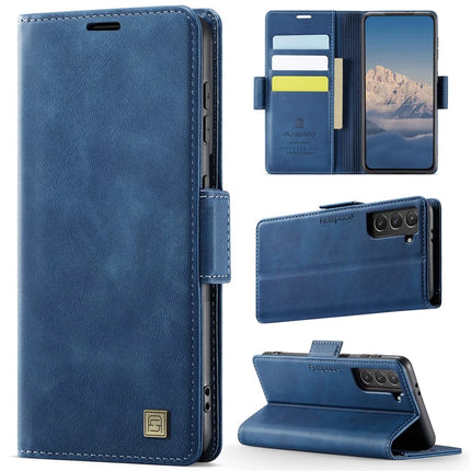 For Samsung Galaxy S21 FE 5G Case AUTSPACE A11 RFID Blocking Retro Leather Cell Phone Wallet Cover