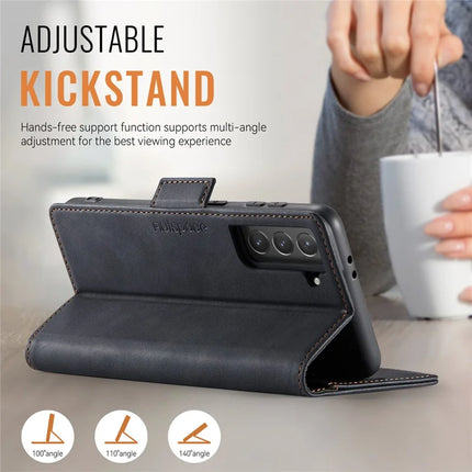 For Samsung Galaxy S22 5G Case AUTSPACE A11 RFID Blocking Retro Leather Cell Phone Wallet Cover