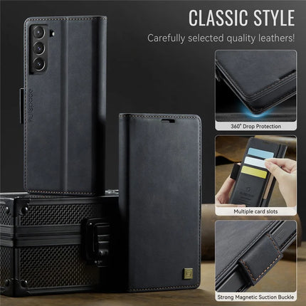 For Samsung Galaxy S22 5G Case AUTSPACE A11 RFID Blocking Retro Leather Cell Phone Wallet Cover