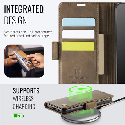 For Samsung Galaxy S22 5G Case AUTSPACE A11 RFID Blocking Retro Leather Cell Phone Wallet Cover