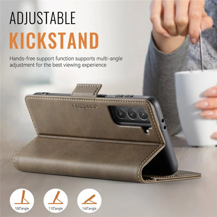For Samsung Galaxy S22 5G Case AUTSPACE A11 RFID Blocking Retro Leather Cell Phone Wallet Cover