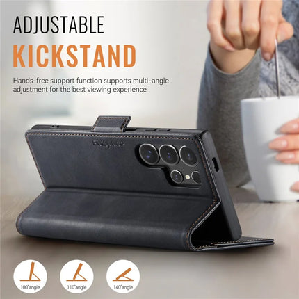 For Samsung Galaxy S22 Ultra 5G Case AUTSPACE A11 RFID Blocking Retro Leather Cell Phone Wallet Cover