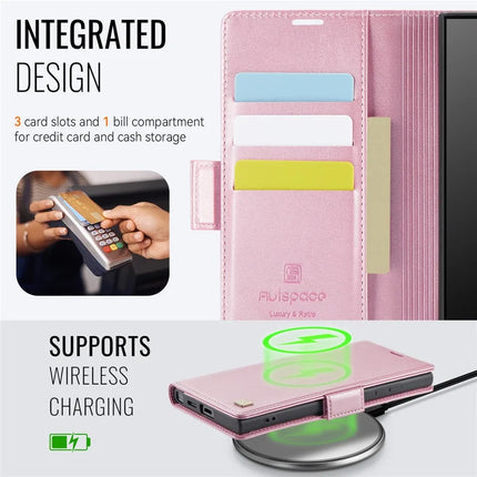 For Samsung Galaxy S22 Ultra 5G Case AUTSPACE A11 RFID Blocking Retro Leather Cell Phone Wallet Cover