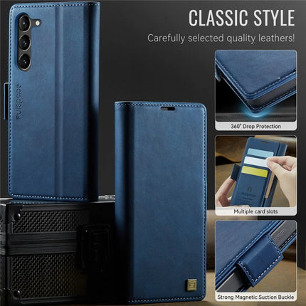 For Samsung Galaxy S23 Case AUTSPACE A11 RFID Blocking Retro Leather Cell Phone Wallet Cover