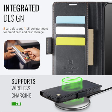 For Samsung Galaxy S23 Case AUTSPACE A11 RFID Blocking Retro Leather Cell Phone Wallet Cover