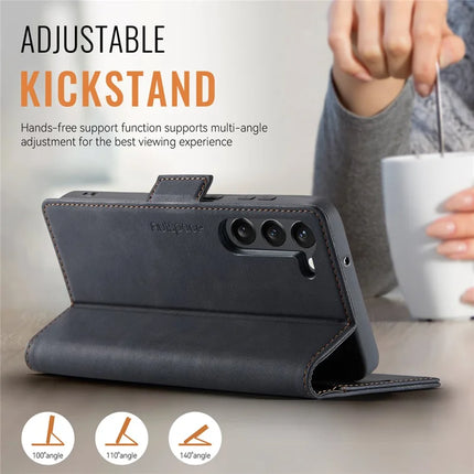 For Samsung Galaxy S23 Case AUTSPACE A11 RFID Blocking Retro Leather Cell Phone Wallet Cover