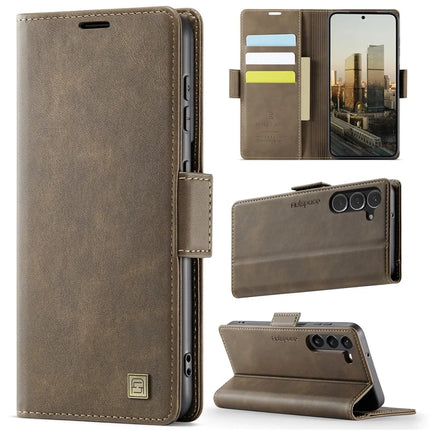 For Samsung Galaxy S23 Case AUTSPACE A11 RFID Blocking Retro Leather Cell Phone Wallet Cover