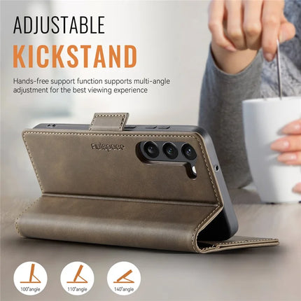 For Samsung Galaxy S23 Case AUTSPACE A11 RFID Blocking Retro Leather Cell Phone Wallet Cover