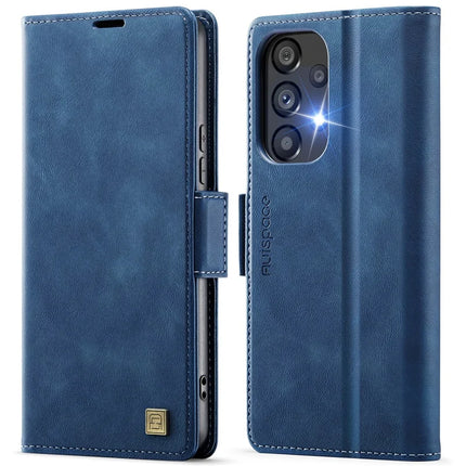 For Samsung Galaxy A53 5G Case AUTSPACE A11 RFID Blocking Retro Leather Cell Phone Wallet Cover - Blue