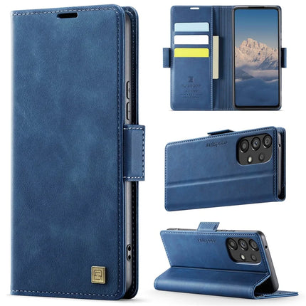 For Samsung Galaxy A52 5G Case AUTSPACE A11 RFID Blocking Retro Leather Cell Phone Wallet Cover